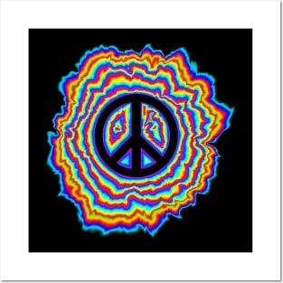 psychedelic peace sign Posters and Art